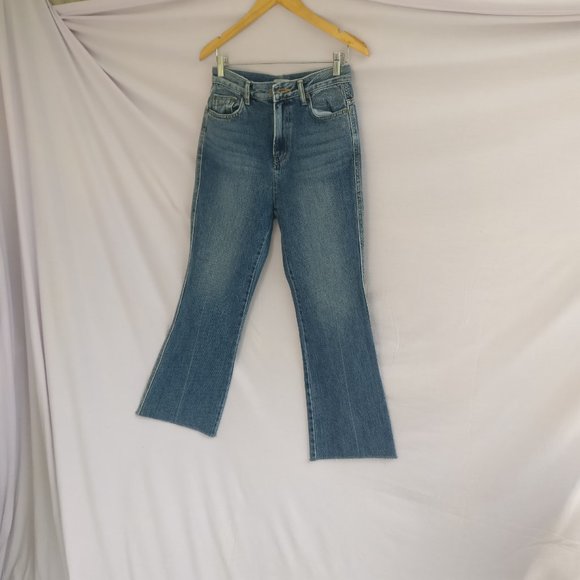 Flared jeans High waist Medium wash 100% soft cotton/sailor pocket/no stretch 27 - Picture 2 of 7